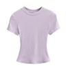 Summer New Female American Spice Girl Solid Color Crew Neck Short Sleeve T-Shirt Basic Threaded Bottom Top