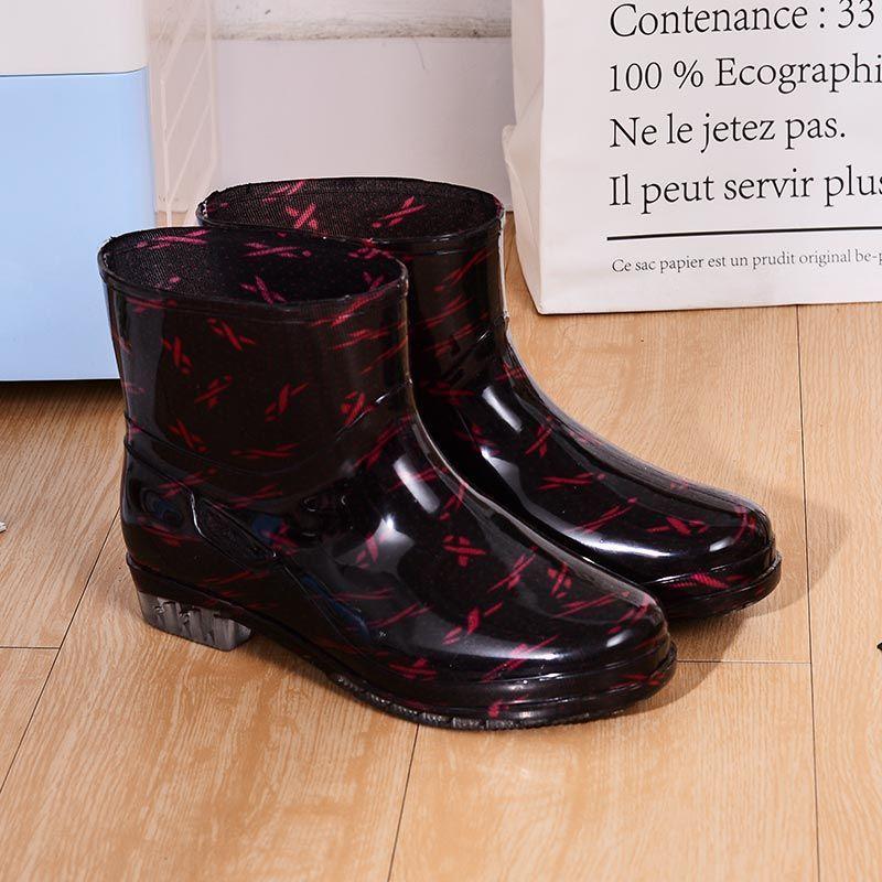 Rain shoes rain boots short tube fashion non-slip waterproof shoes water boots female adult cute overshoes summer