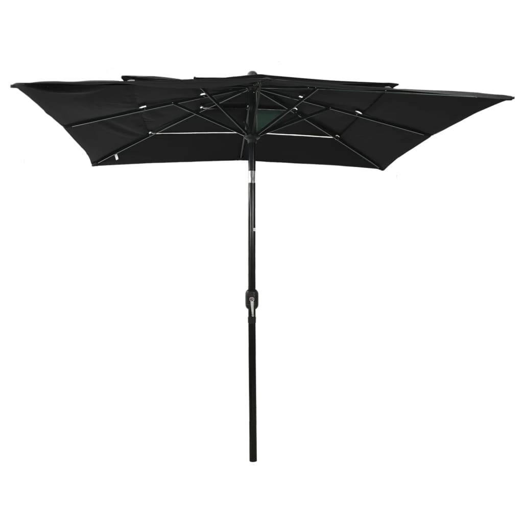 2.5 x 2.5 m Black Triple Layer Sun Umbrella with Aluminum Pole