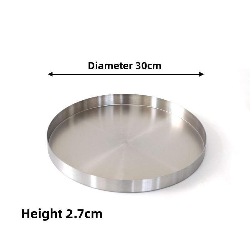 Stainless Steel Round Tray Serving Plate With Brushed Finish For Hotel And Home Use