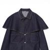 Top a Mantella in Denim Casual Moda Donna Europeo-Americana