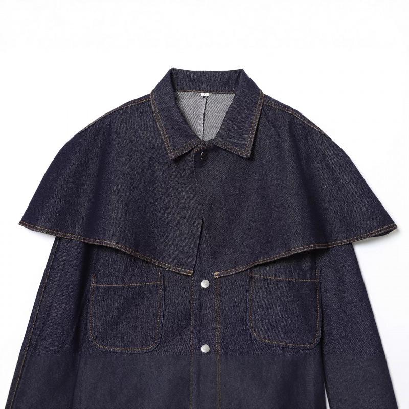 Top a Mantella in Denim Casual Moda Donna Europeo-Americana