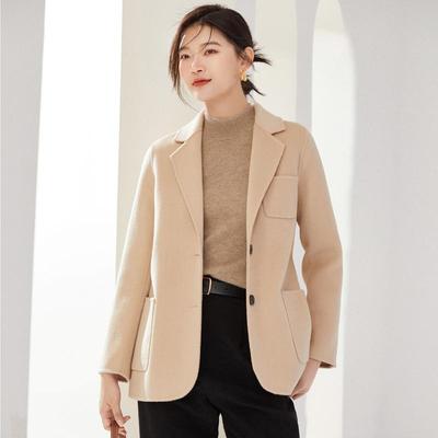 100% Wool Women Jacket Autumn Wool Blazer Handmade Pea Coat Winter Warm Wool Coat