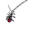 Gothic Punk Sliver Color Simulation Spider Insect Red Oval Crystal  Pendant Necklace for Women Men Hallowmas Jewelry Accessories