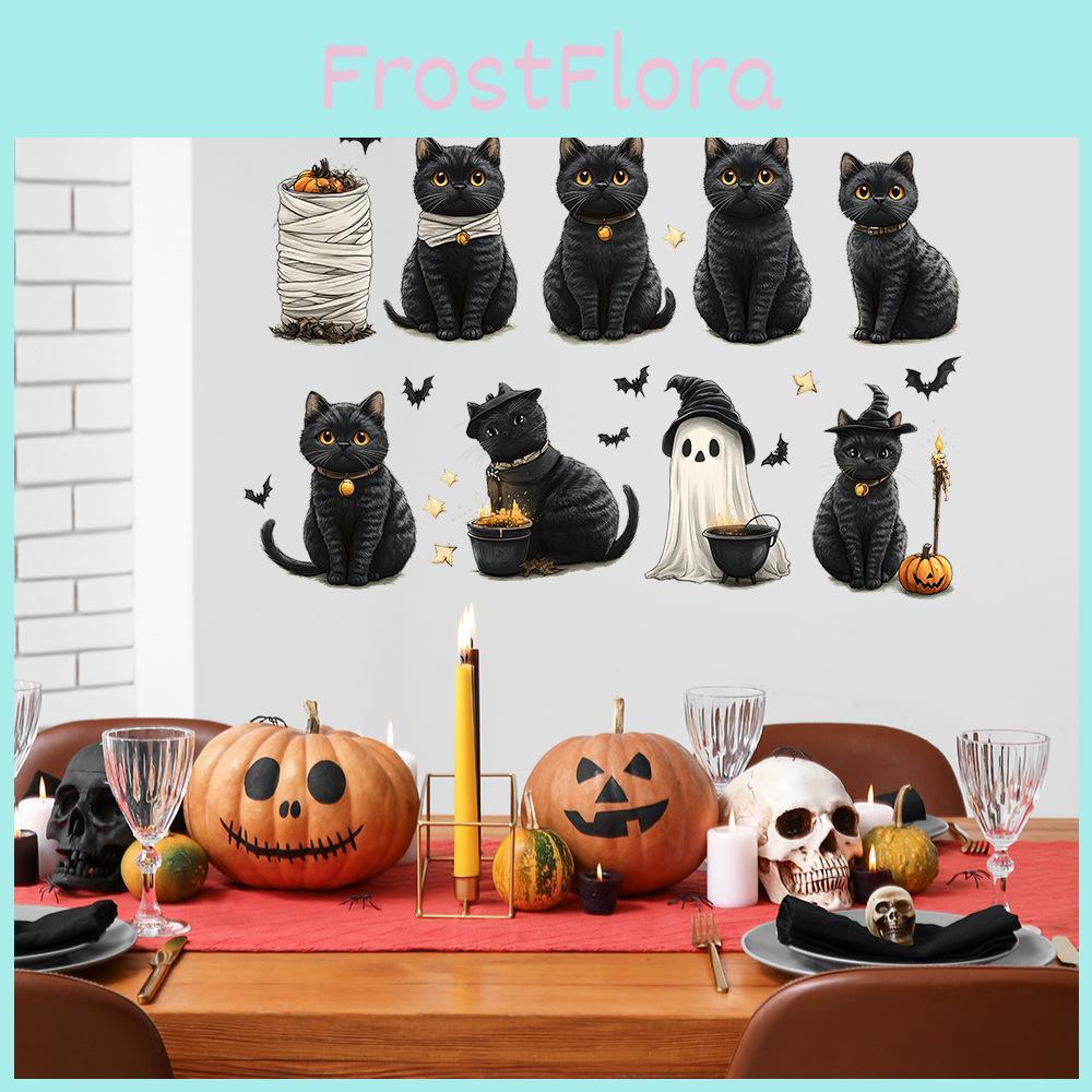 Halloween Black Cute Cat Bat Ghost Bedroom Home Decoration Wall Stickers