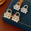Sparkle  Zircon Bag Pendant Earring for Women Light Luxury Palace Style Exquisite Drop Earrings Fashion Wedding Bride Zircon