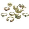 Unique Geometric Design Copper Ring For Women With Adjustable Fit And Colorful Zircon Stones