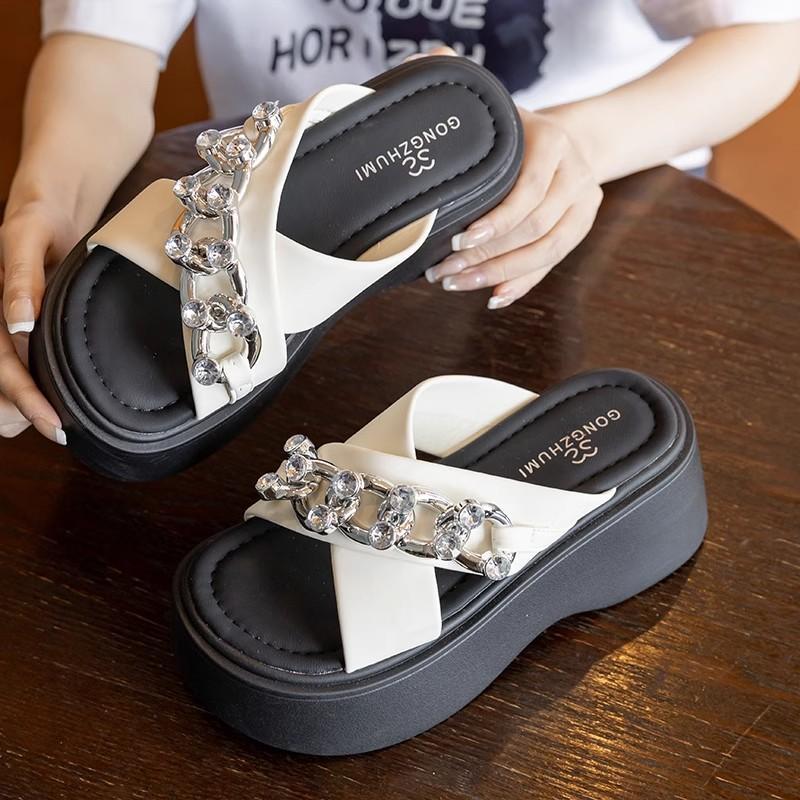 Thick-soled Heightening Cool Slippers for Women's Summer Wear Fashion with Skirts, New Going Out Wedge Heels, High-heeled Sandals