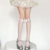 White Bow Tube Socks, Fishing Net Solid Color Fresh And Sweet Girl Heart Calf Socks, Lolita Short Skirt Stockings