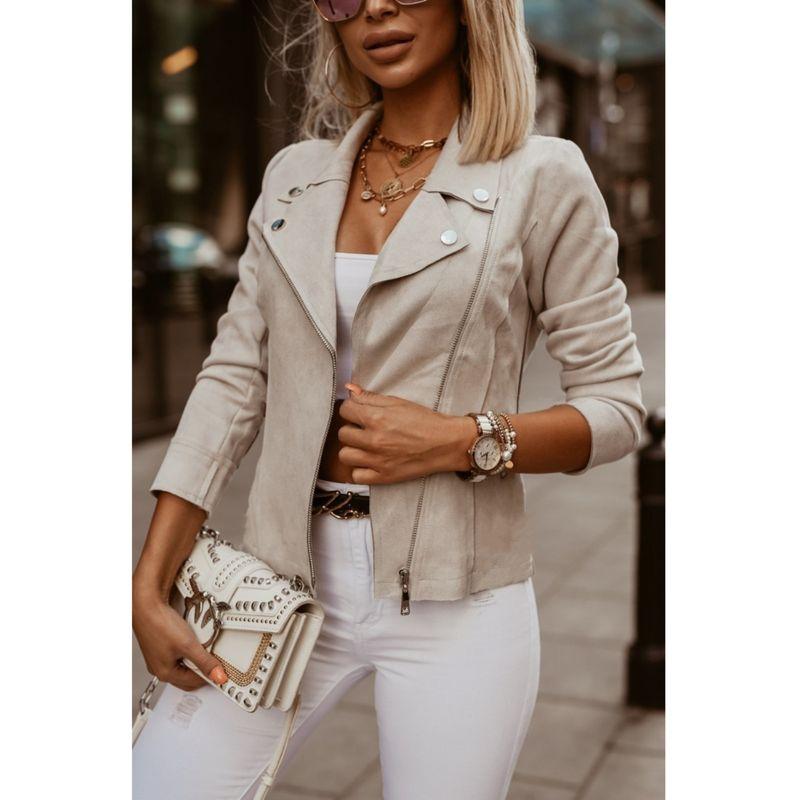 

Wish Amazon Spring, Autumn and Winter New Women s Zipper Suede Jacket Polo Collar Solid Color Jacket Red XL