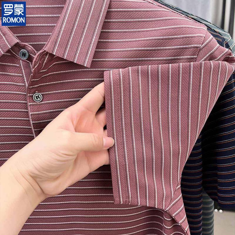 ROMON Men's 10% Silk Blend Business Polo Shirt