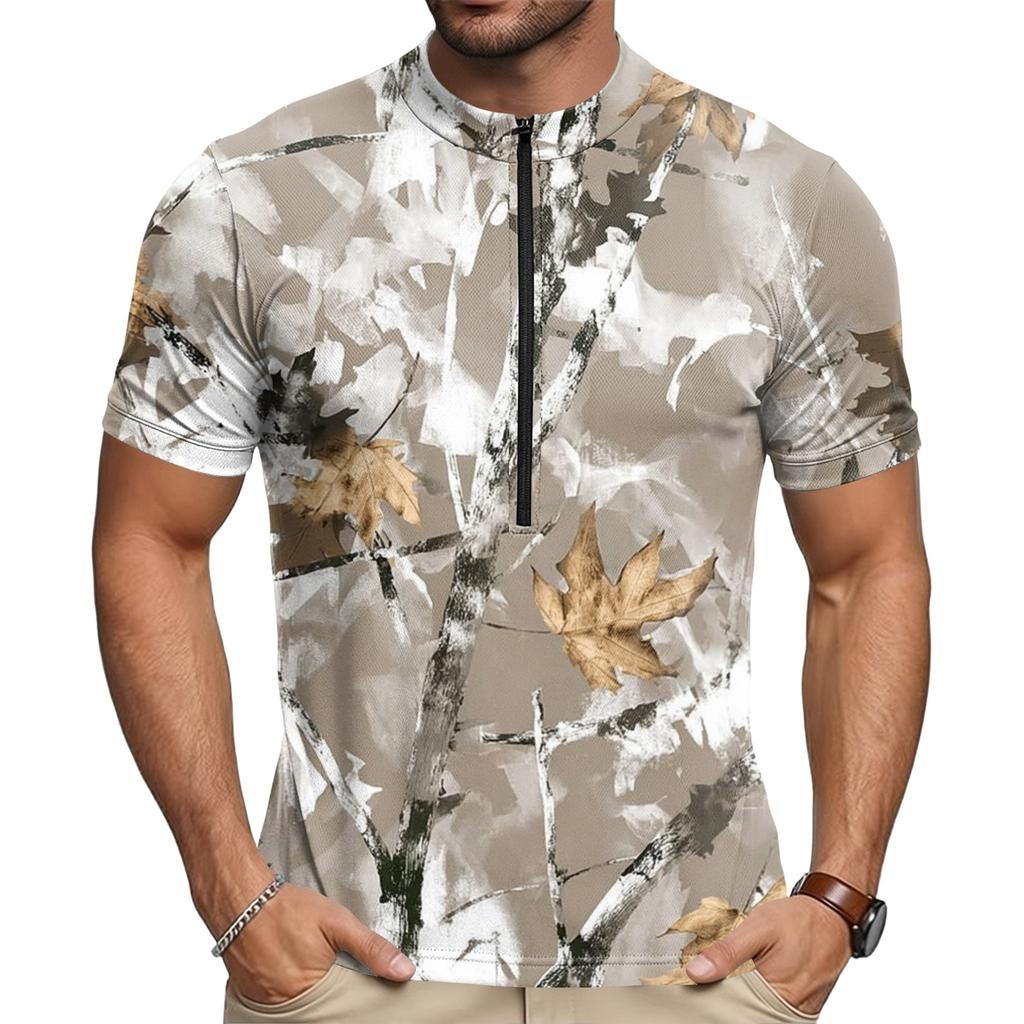 Men's Short Sleeve Cycling Jersey Breathable Quick Dry Lightweight Half Zip Collar Sports Top for Outdoor Riding and Training