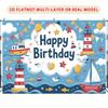 2D Ocean Nautical Birthday Backdrop Banner Cartoon Sea Theme Party Decoration