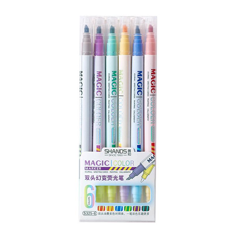 Double-ended Magic Color Changing Highlighter Pen Kit Student Diary Scrapbook Painting DIY Making School Office Stationery