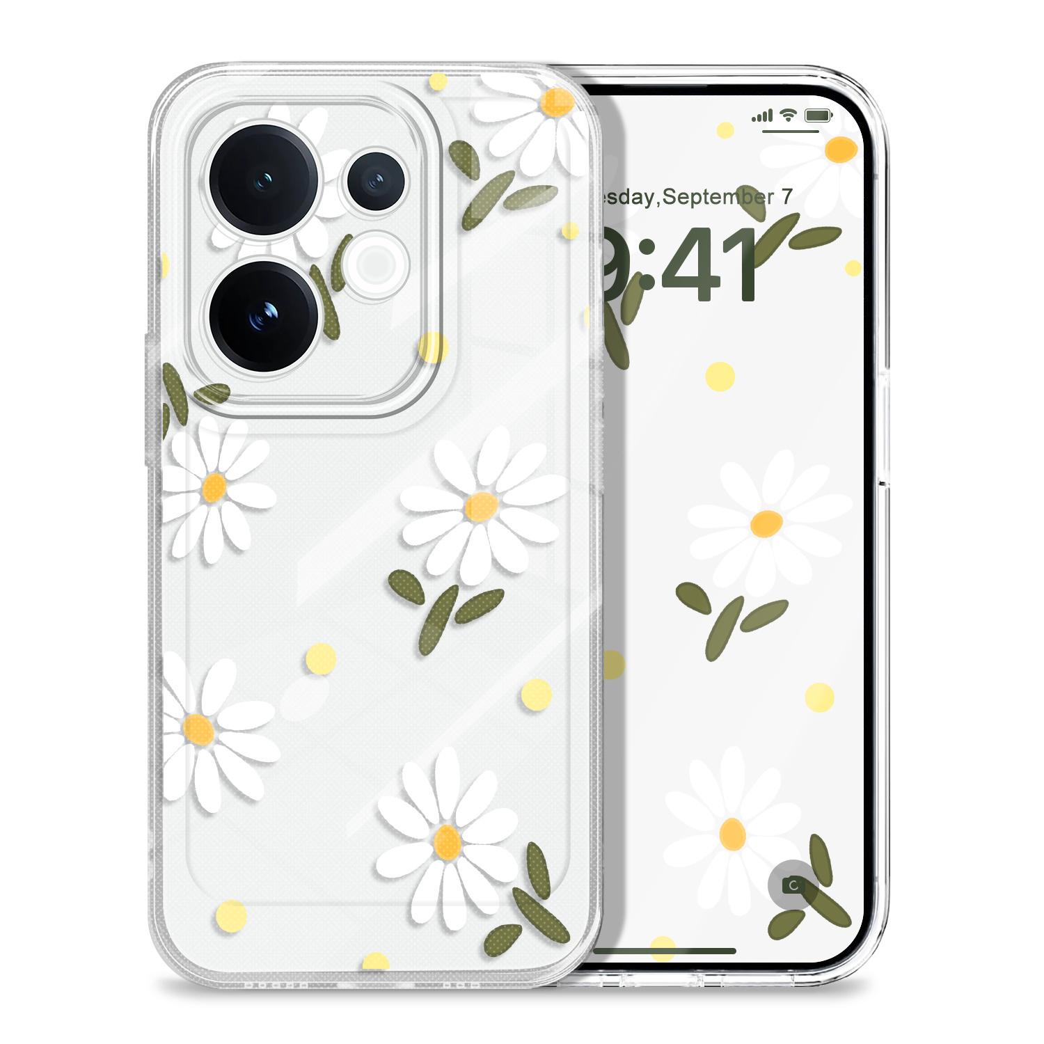 

Graceful Daisies Transparent Phone Case For VIVO V60 V50 V40 V30E V29 V29E V27 V27E V25 V23 V23E Lite Pro Soft TPU Cover V23 5G