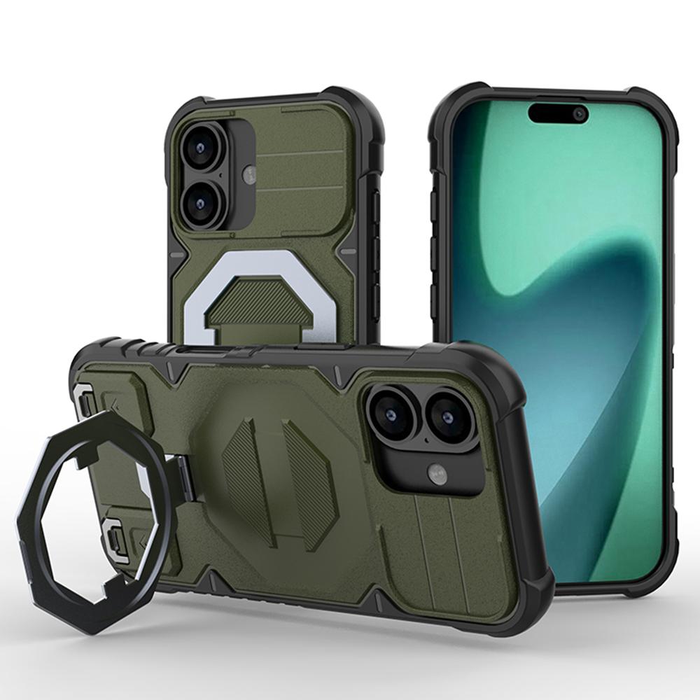 

Чехол для iPhone 17, совместимый с MagSafe, PC+TPU, с подставкой, чехол для телефона со шнурком Green