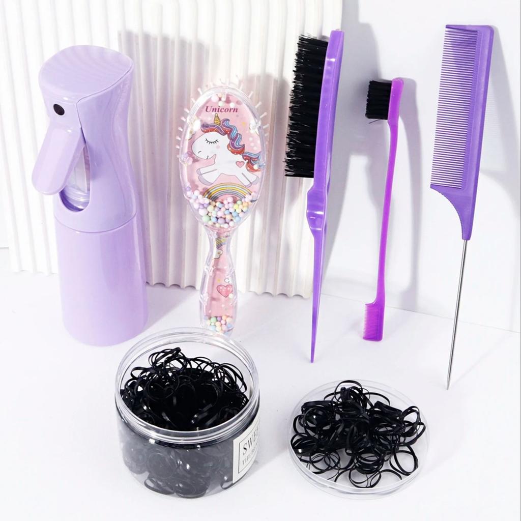 505pcs of comb brushes cartoon oval airbag comb hair comb set-500pcs of hair braided rubber bands,Special for real hair wigs