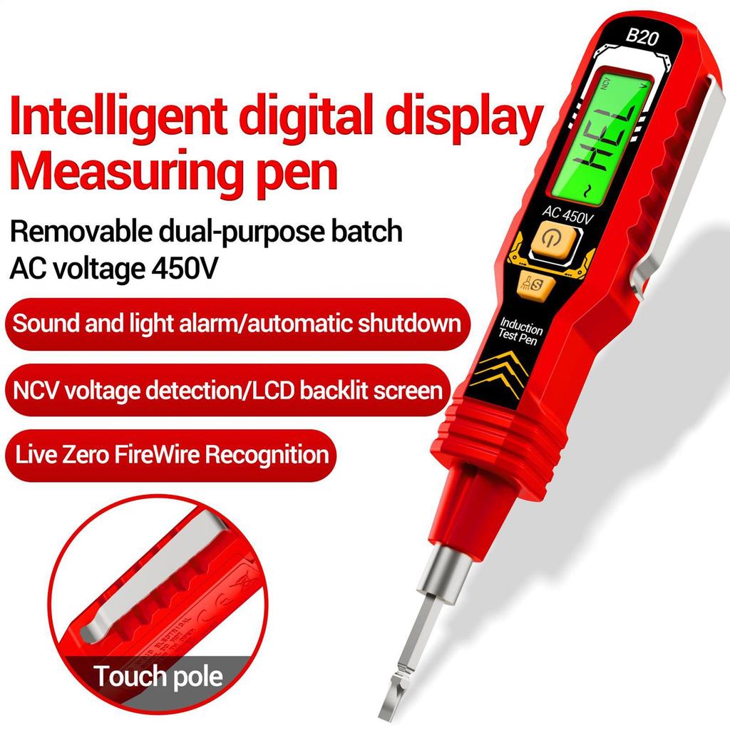 Voltage Tester Double-Head Electrical Outlet Voltage Detector Auto-Ranging Measuring Tool With LED Light High-Accuracy Circuit