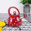 Orion 1.8L Red Polka Dot Stainless Steel Whistling Tea Kettle (1.5L Usable Capacity)