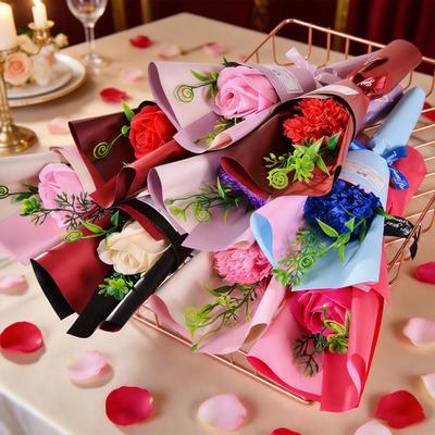Mini-Strauß künstlicher Rosen Handgefertigte Seifenblumenblätter Dekoration Romantisches Valentinstags-Geburtstagsgeschenk für Frauen Mutter Ehefrau Freundin