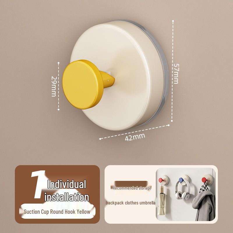 Walnut Suction Cup Hook - Wall-Mounted, High Load Capacity, Traceless Coat Hook for Bathroom