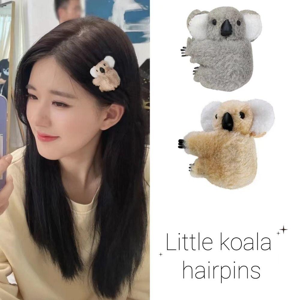 

Furry Mini Koala Claw Clip Bobby Pin Fluffy Animal Hairpins Backpack Decoration серый