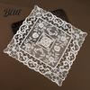 French Style Kitchen Table Accessories Retro Lace Placemat White Floral Doilies Embroidered Mat Cream Decorative Placemat Sheer Mesh Doily for Tea