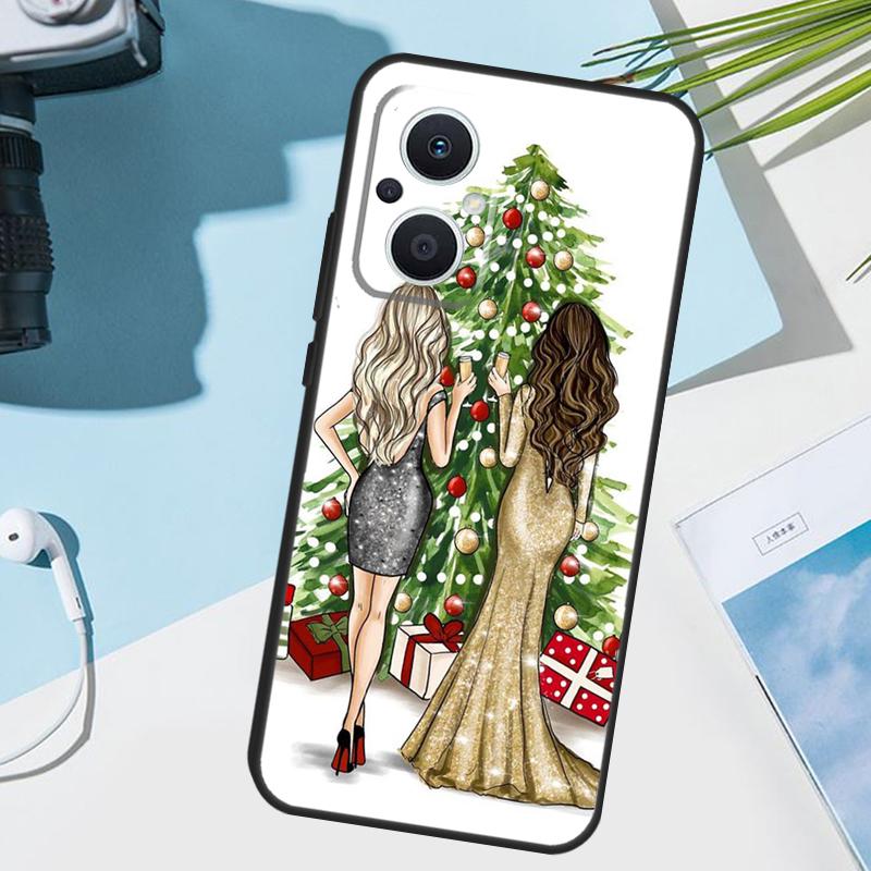 

Fashion Girl Merry Christmas Cover For OPPO Reno 11 Pro 10 12 13 14 14F 13F 12F 11F 7 8 Lite OPPO Find X6 X5 X8 X9 Pro Case OPPO Reno8 T 4G
