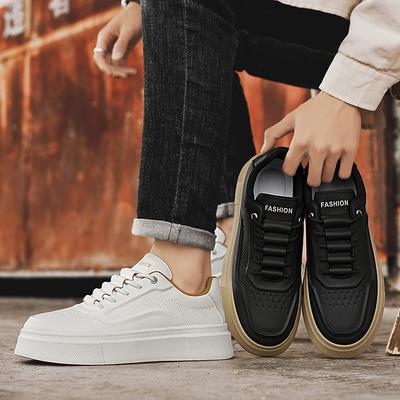 Men's Shoes Breathable Small White Shoes Trend All Match Thick Soled Sneakers Casual Shoes Trend Board Shoes Basic Versatility