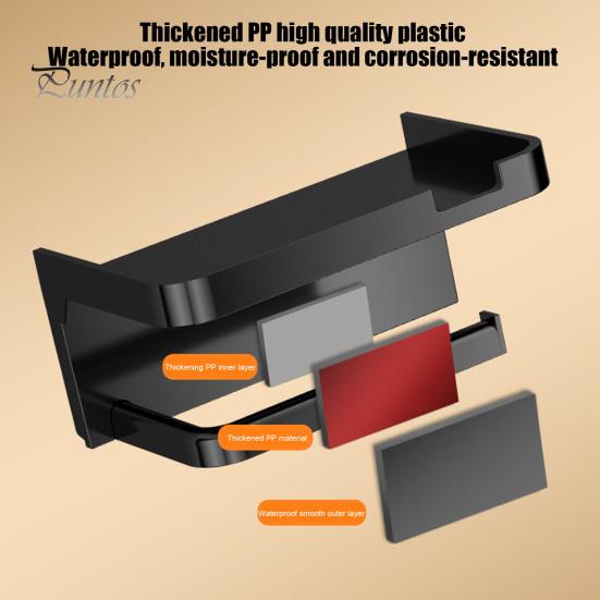 Toilet Paper Holder with Storage Shelf Strong Load-bearing Simple Installation Self-Adhesive Roll Paper Holder Bathroom Organizer