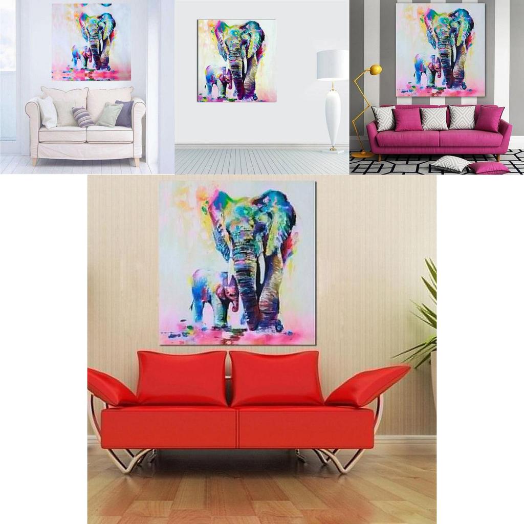 Stylish And Timeless Elephant Oil Canvas Painting For Wall Art
