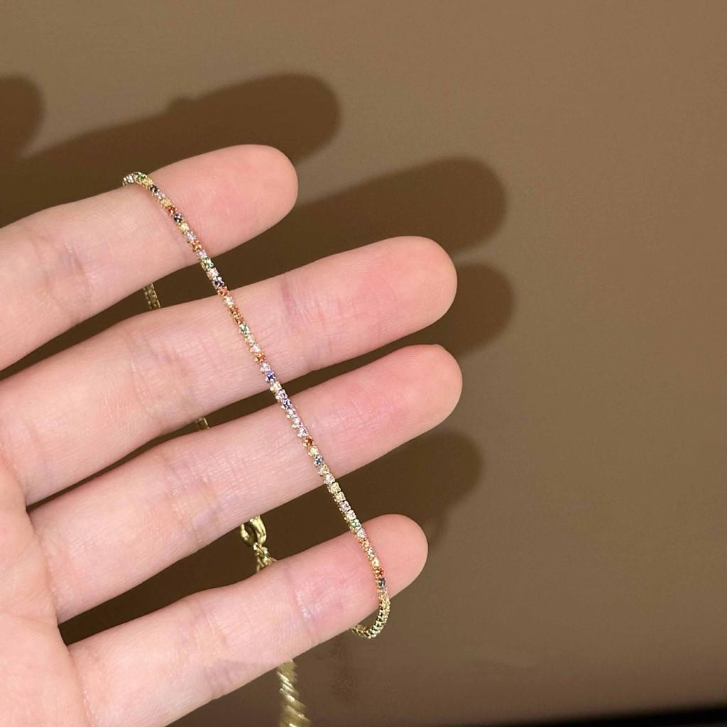 Copper Zircon Hand Chain With Square Shapes For Fashionable Womens Accessories 2024