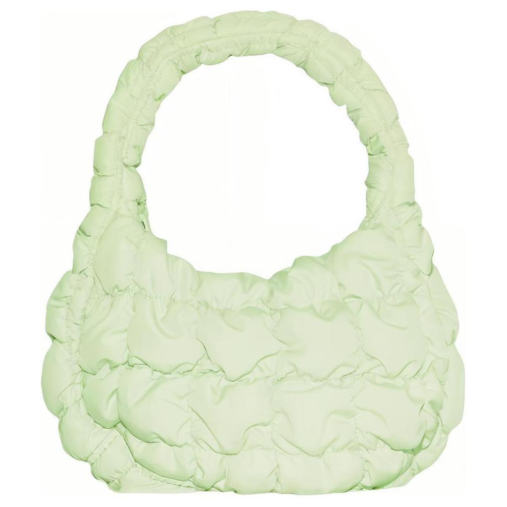COS Quilted Texture Design Convenient Zipper Closure Polyester Cloud Bag Tote Women tote Light-Green 1171064008