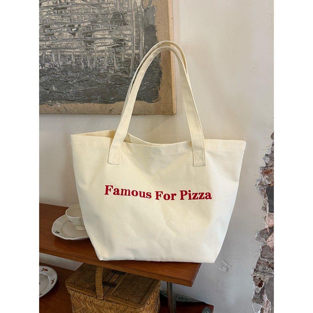 

Корейская холщовая сумка большой вместимости женская новая в стиле ins с надписью, на плечо, повседневная универсальная сумка-тоут для поездок на работу белый