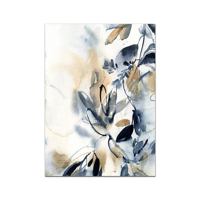 

Набор синих отпечатков, абстрактная картина с листьями, акварельная живопись, ботаническая галерея на стене, художественные отпечатки, настенные постеры на холсте 21x30cm No Framed