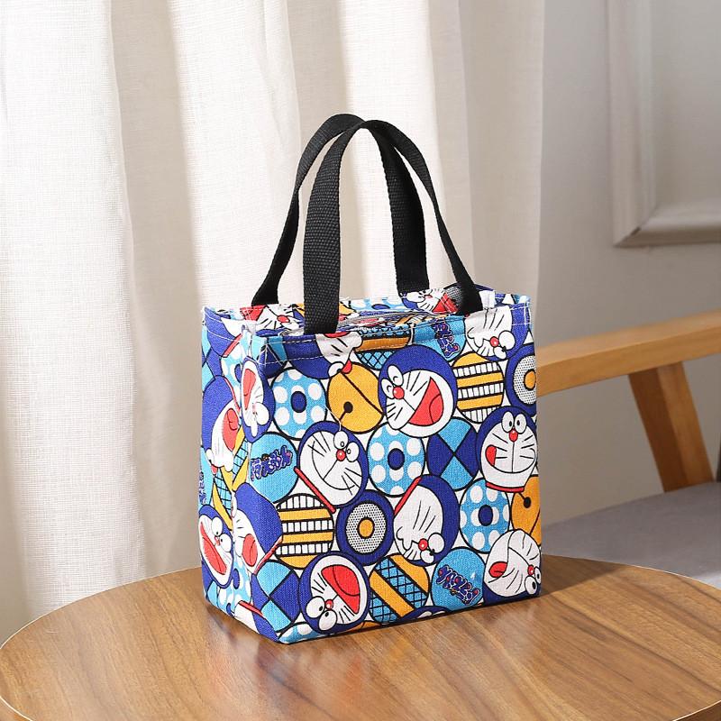 Canvas Style Insulated Lunch Bag With Handle For Students And Moms