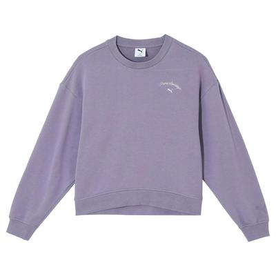 Comfortable Breathable Round Neck Pullover Long Sleeve Sweatshirt Women Sweatshirt Purple 632536-90