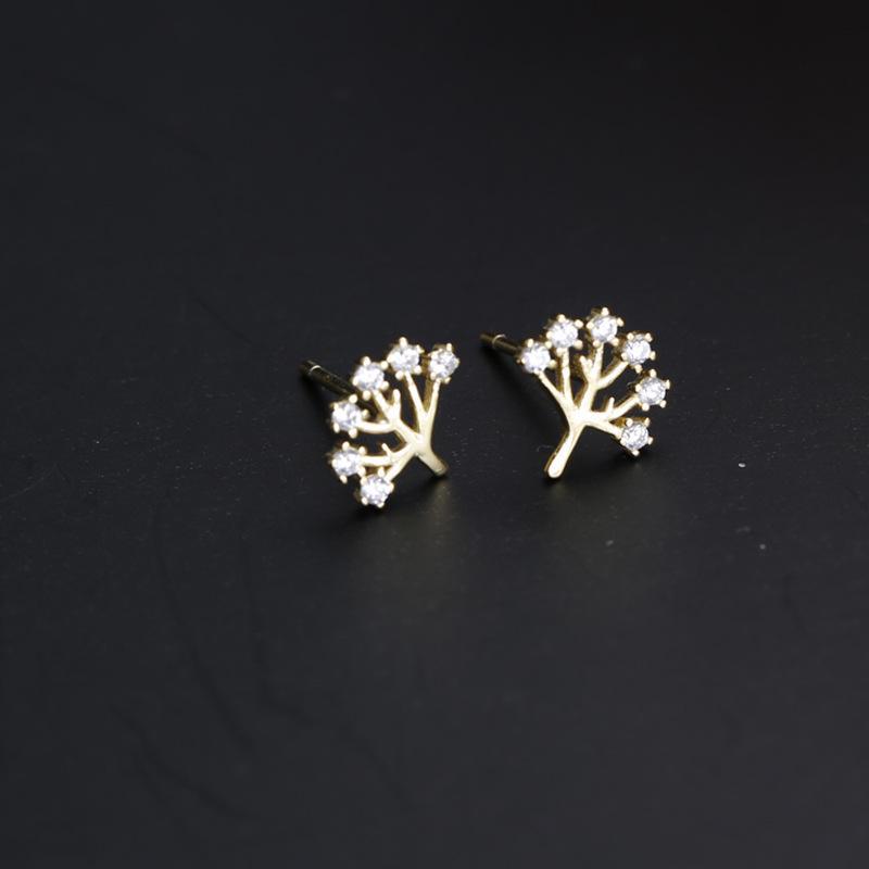 

Серьги Banyan Tree в форме рождественской елки из стерлингового серебра с покрытием из 14-каратного золота, листочками и цирконами ES1423 золотой