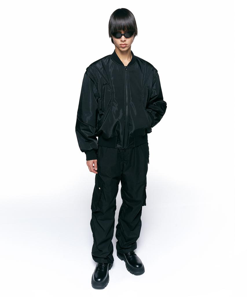 Insilence Glossy Metal Bomber Jacket Black