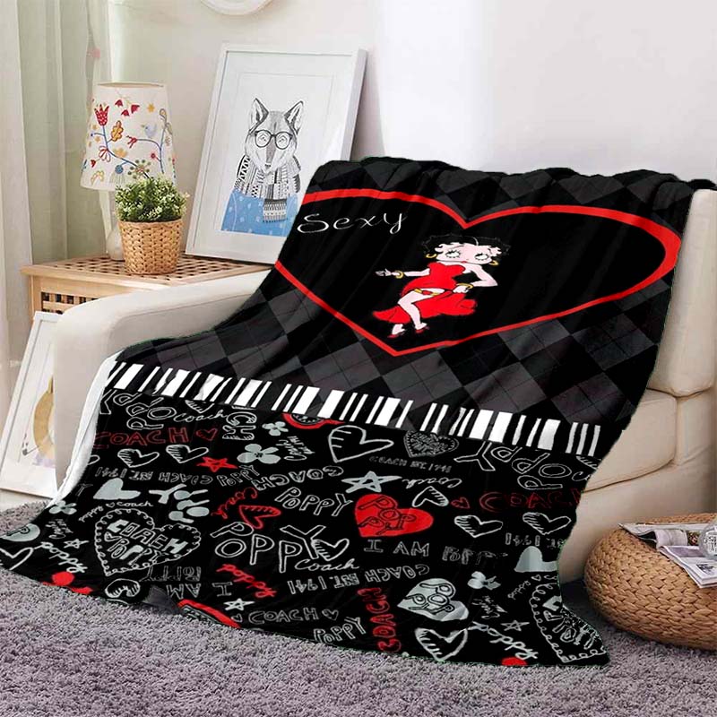 2026 New Model Cartoon B-Bettyy-Boopp Blanket Flannel Sofa Bed Warm Plush Office Comfortable Portable Gift Picnic Blanket