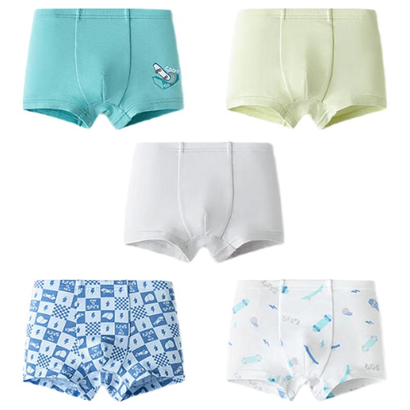 Balabala Kids' Anti-Bacterial Cotton Boxer Briefs (5-Pack)