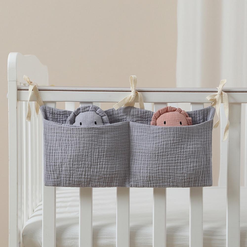 Cotton Baby Crib Storage Bag Large Capacity Newborn Bedside Bag Baby Stuff Organizer  Stroller