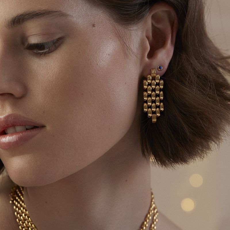 Flashbuy Gold Color Earrings for Women Charm Vintage Hollow Metal Chain Drop Earrins for Women Girls Party Zircon Accessories