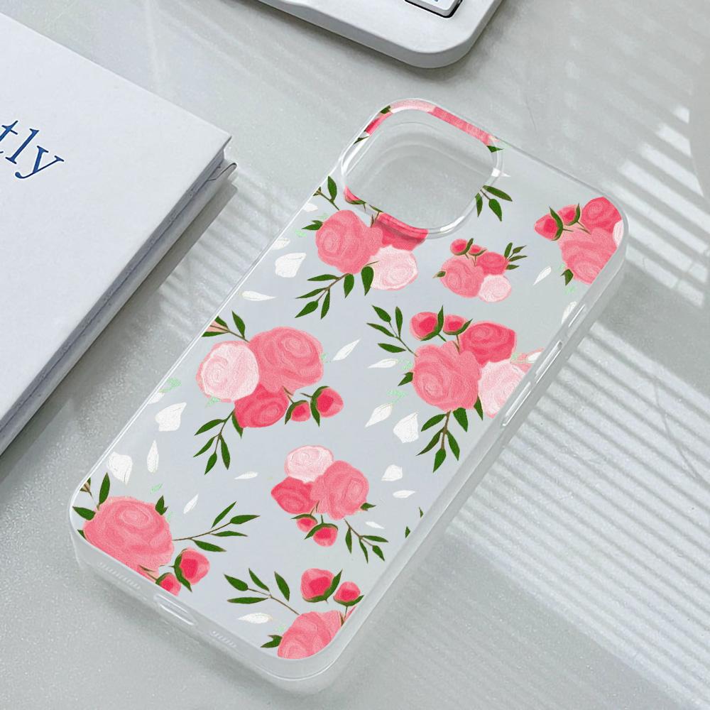 Handyhüllen für iPhone 11 13 15 Pro Max 12 14 Pro Max Hülle iPhone 16 15 Plus 13 Pro 12 Frosted Texture Painted Cartoon Flowers