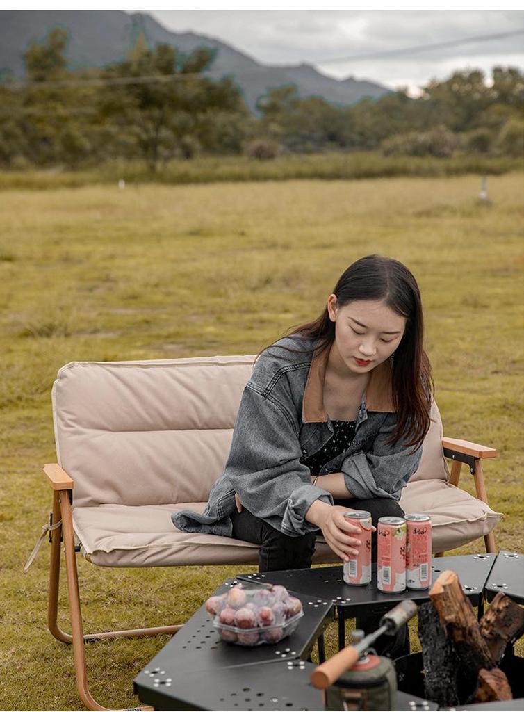 Mountain Outdoor Double Camping Chair with 600D Oxford Cushion - Soft, Comfortable, and Thick Silk Cotton Filling.