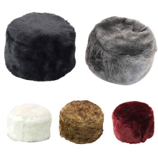 Winter Russian Women Men Fluffy Faux Fur Solid Color Ear Warmer Hat Beanie Cap