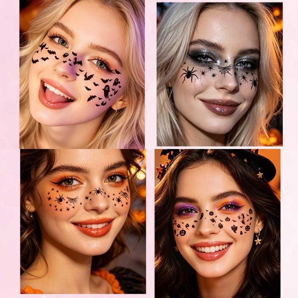 Pumpkin Ghost Dots Halloween Face Temporary Tattoo DIY Face Tattoo Sticker Halloween Party