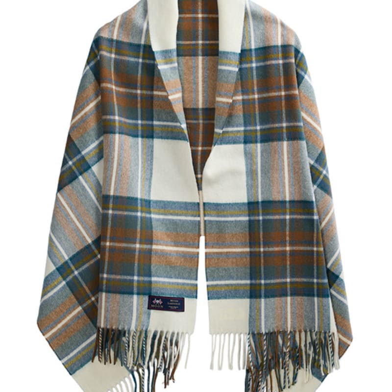 

ABRAHAM MOON Merino Wool Shawl 70cm - New Muted Blue Stuart FREE