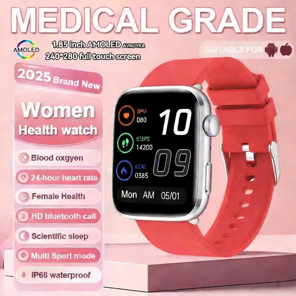 1.85-inch AMOLED Screen Smart Watch Women Bluetooth Call NFC Heart Rate Blood Pressure Blood oxygen Lady Sleep Smartwatches 2026