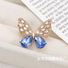 Blue Crystal Butterfly Brooch Niche Design Fashion Light Luxury Suit Corsage Accessories Anti-light Pin